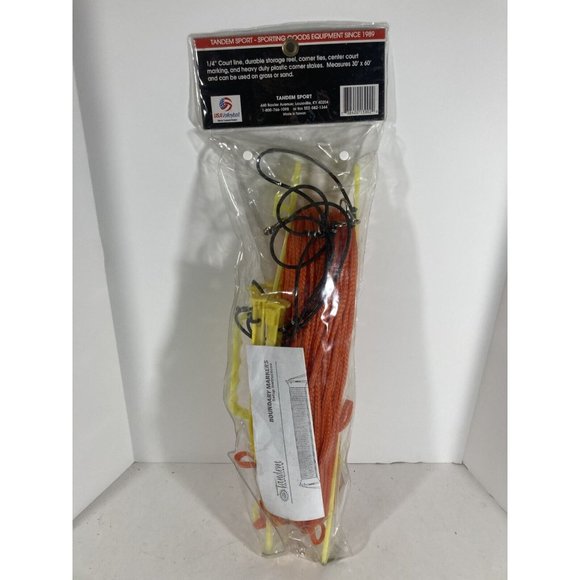 New Tandem Sport Rope Volleyball Court Lines Orange 1/4 inch rope 30’ x 60’ - Picture 2 of 4